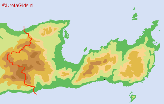De kaart van Lassithi op Kreta